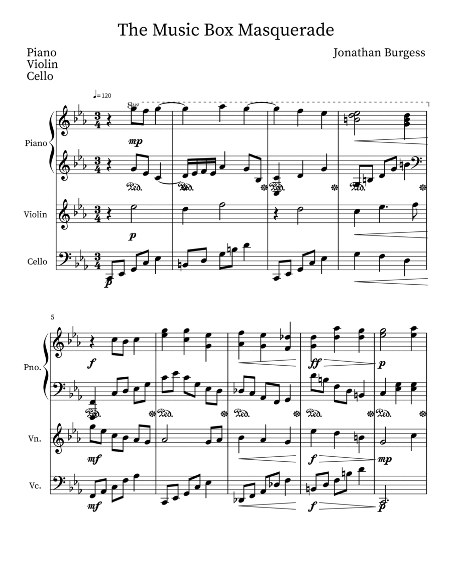The Music Box Masquerade Piano Trio scores gallery preview page 1