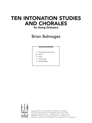 Book cover for 10 Intonation Studies and Chorales: Score