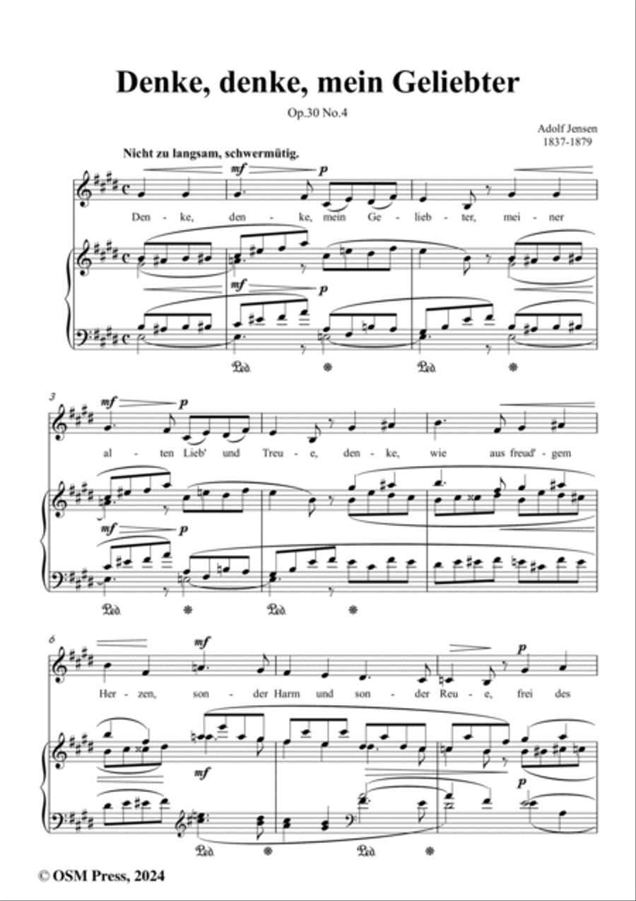 A. Jensen-Denke,denke,mein Geliebter,Op.30 No.4,in E Major Voice scores gallery preview page 2