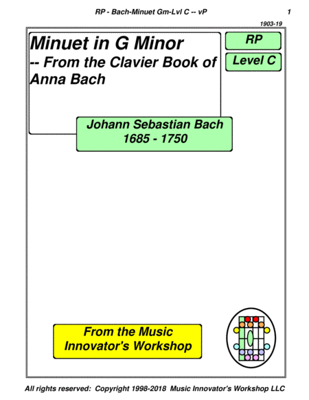 Bach - Minuet in G Minor - (Key Map Tablature)