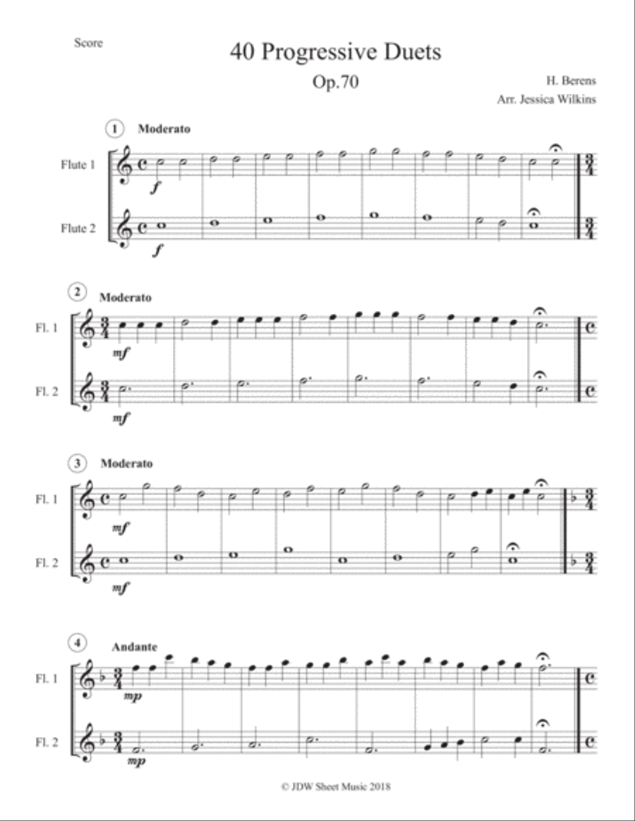 40 Progressive Flute Duets Flute Duet scores gallery preview page 1