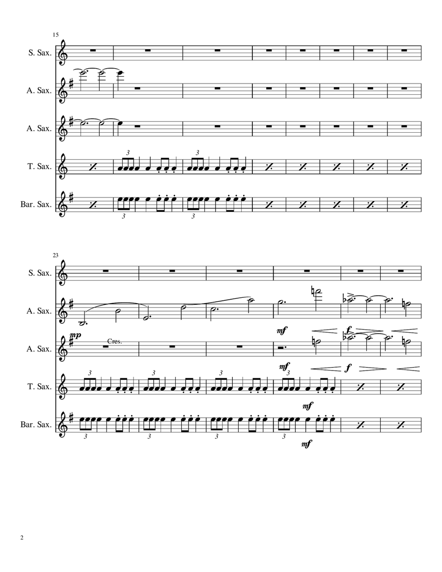 Mars, The Bringer Of War - For Saxophone Quintet Saxophone Quintet scores gallery preview page 2
