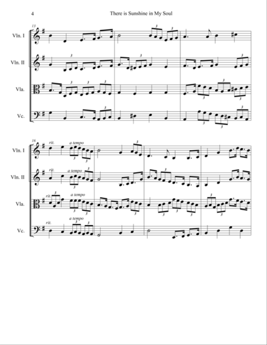 There is Sunshine in My Soul STRING QUARTET String Quartet scores gallery preview page 4