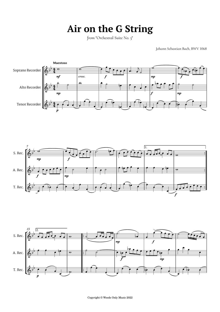 5 Famous Songs by Bach for Recorder Trio Soprano Recorder scores gallery preview page 3
