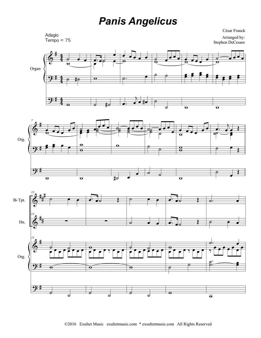Panis Angelicus (Duet for Bb-Trumpet and French Horn - Organ Accompaniment) Panis Angelicus (Duet for Bb-Trumpet and French Horn - Organ Accompaniment) Brass Duet scores gallery preview page 2