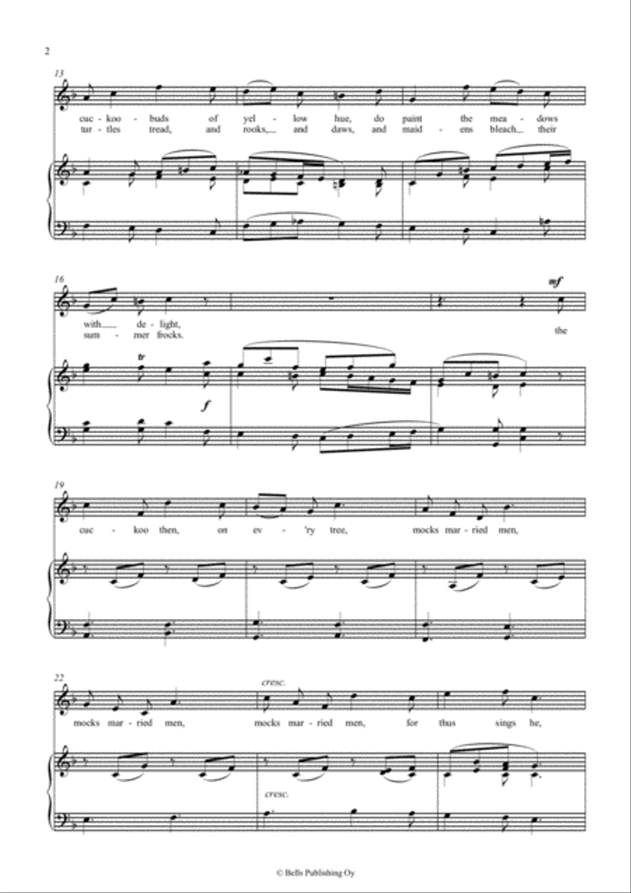 When Daisies Pied (F Major) Voice Solo scores gallery preview page 2