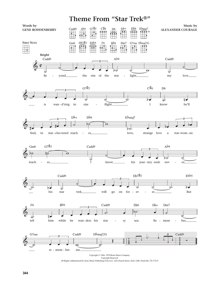 Theme From Star Trek (from The Daily Ukulele) (arr. Jim Beloff) Ukulele scores gallery preview page 1