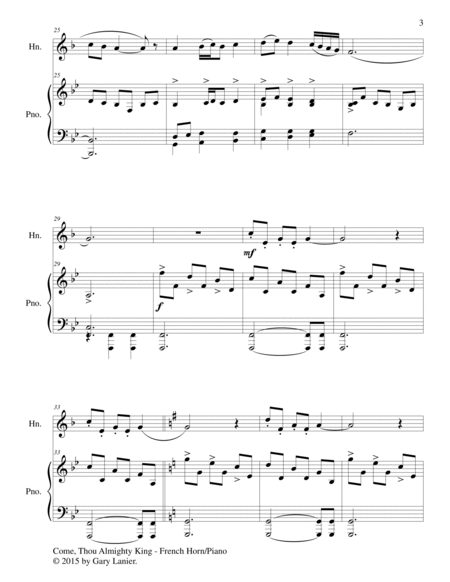 COME, THOU ALMIGHTY KING (Duet – French Horn and Piano/Score and Parts) image number null