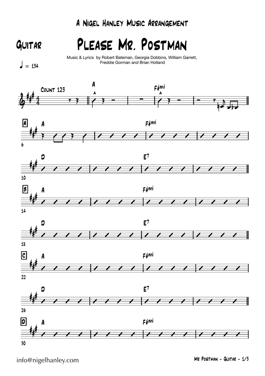 Please Mr. Postman Jazz Ensemble scores gallery preview page 1