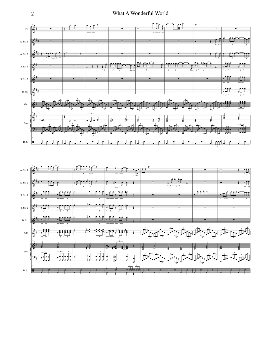 What A Wonderful World Saxophone Quintet scores gallery preview page 2
