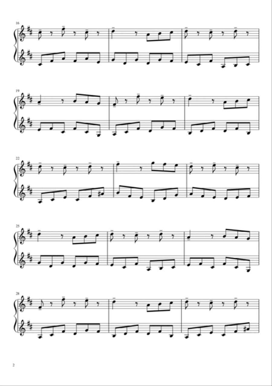 Fallen Down Easy Piano scores gallery preview page 2