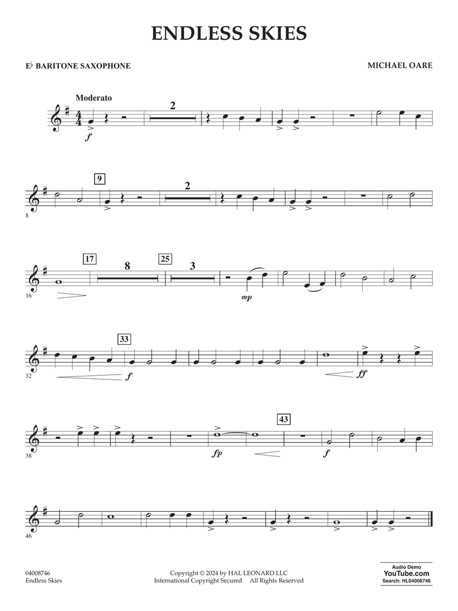 Endless Skies - Eb Baritone Saxophone by Michael Oare Concert Band - Digital Sheet Music
