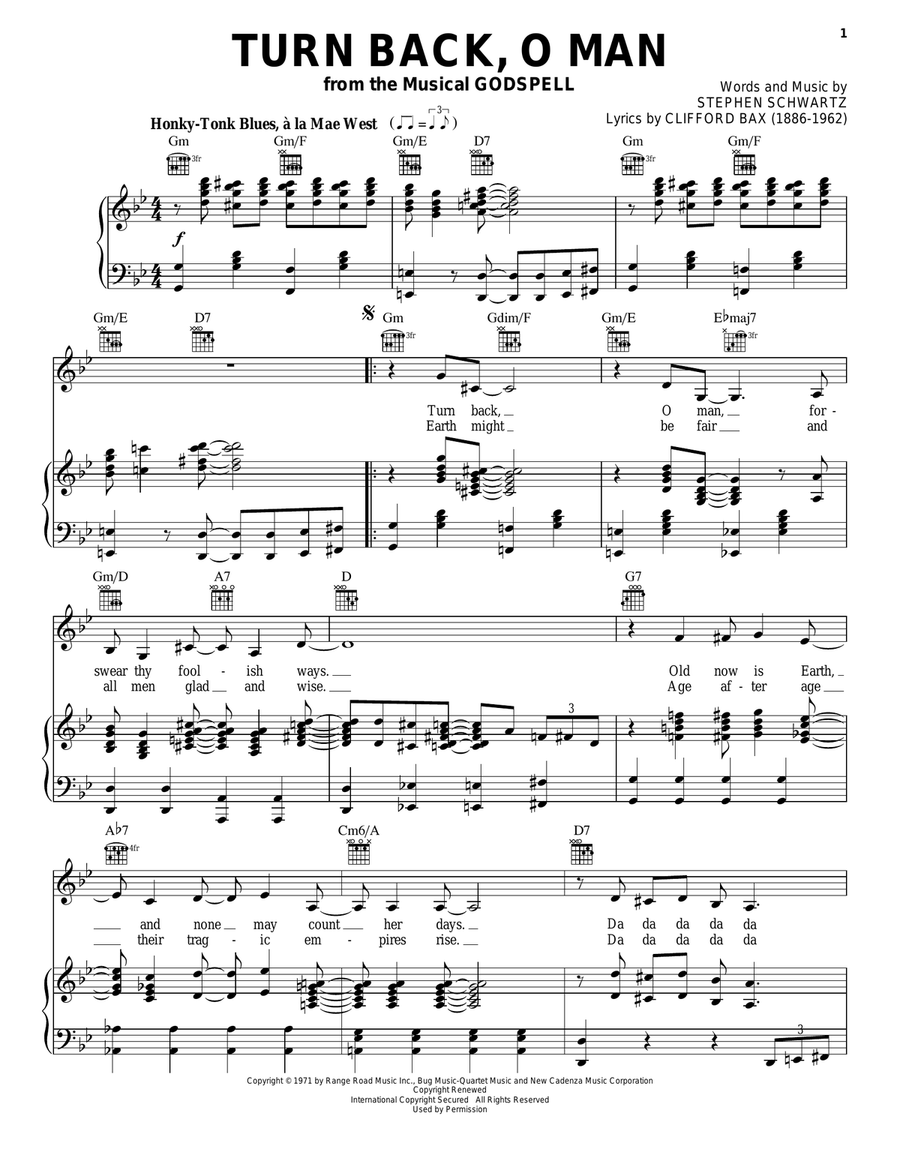 Turn Back, O Man Turn Back, O Man Piano, Vocal, Guitar scores gallery preview page 1
