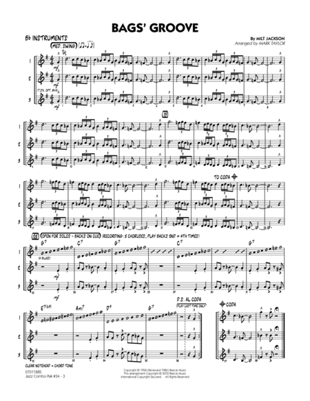 Jazz Combo Pak #34 (Modern Jazz Quartet) - Bb Instruments