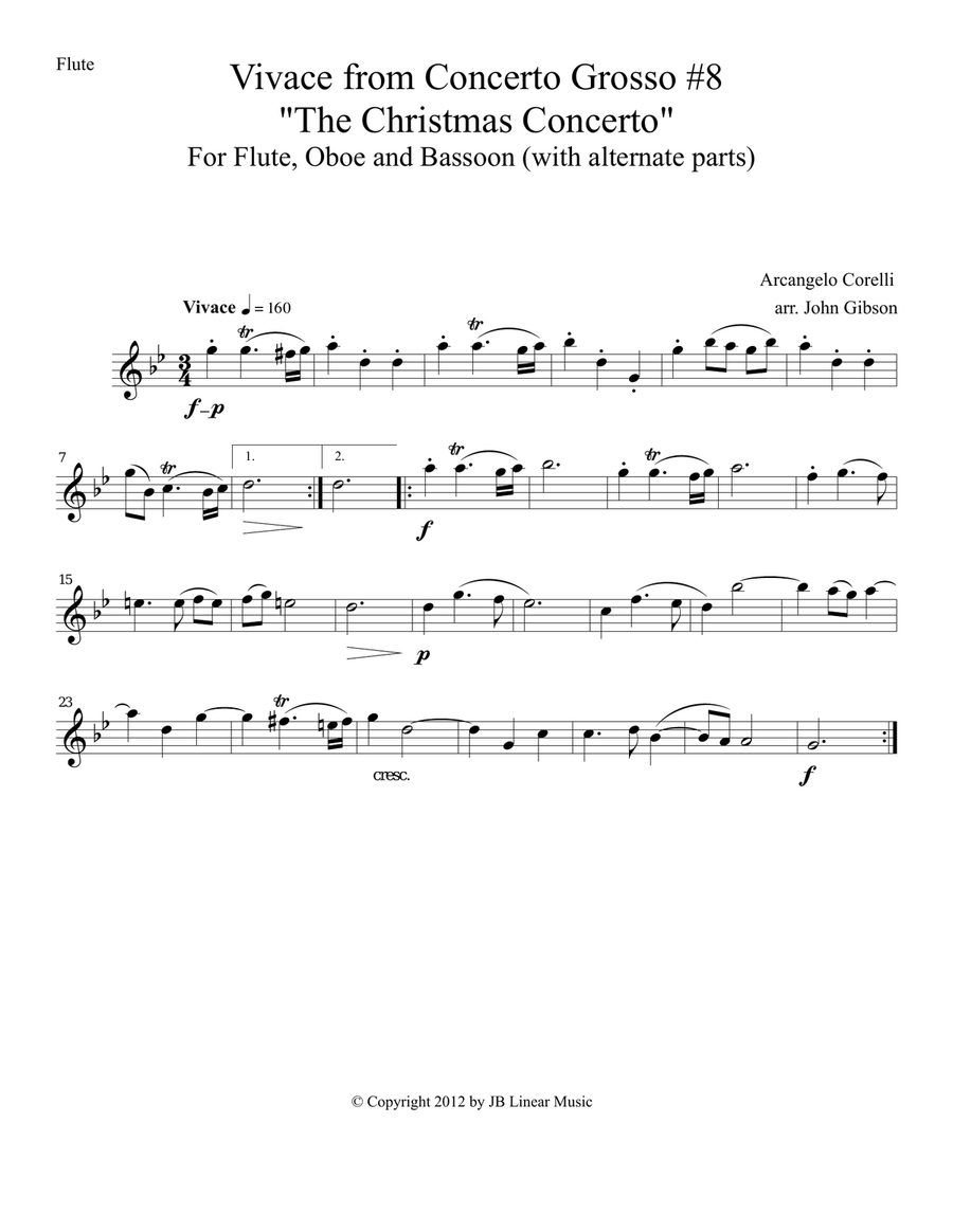 Corelli - from the Christmas Concerto - woodwind trio (flexible instrumentation) Woodwind Trio scores gallery preview page 4