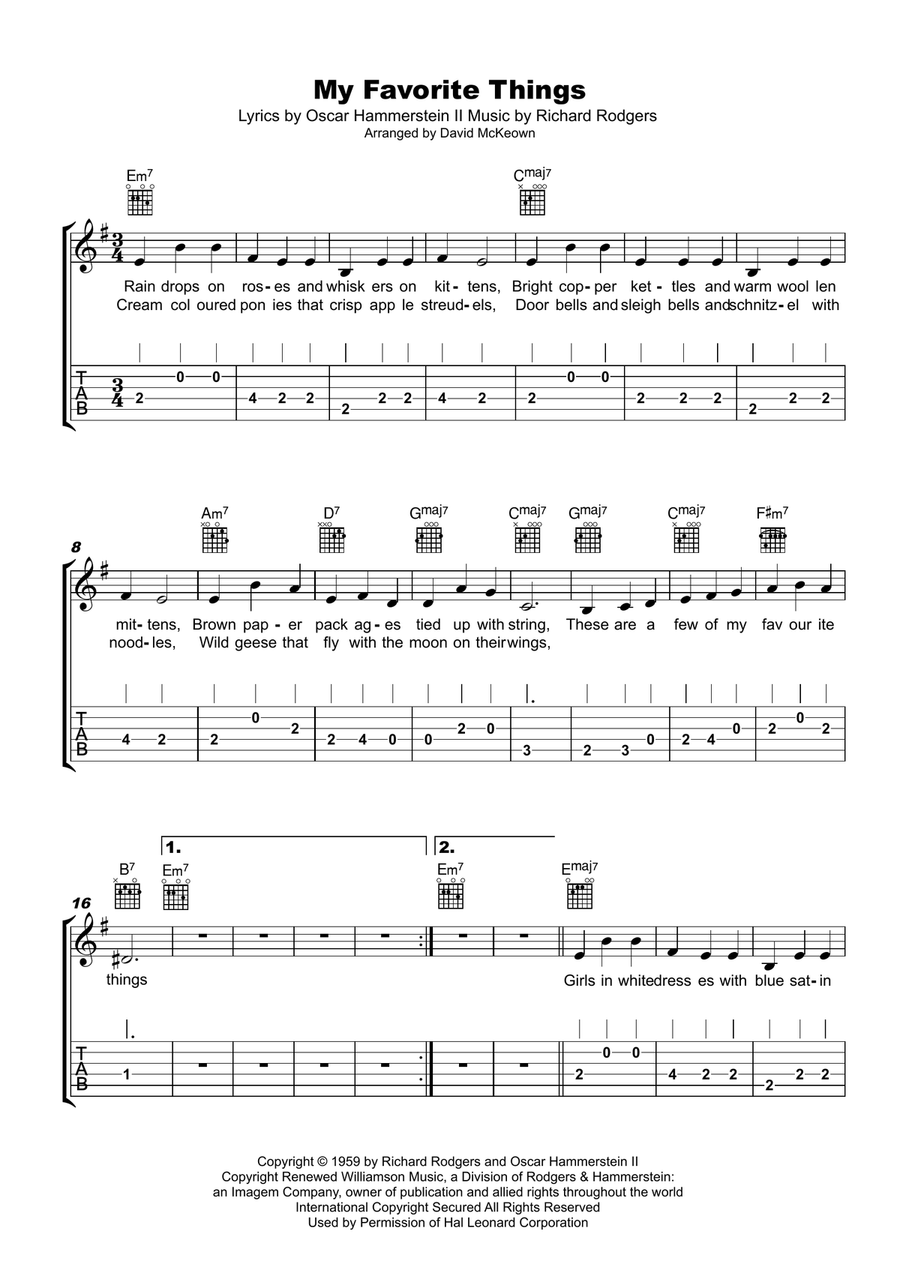 My Favorite Things Guitar Tablature scores gallery preview page 1