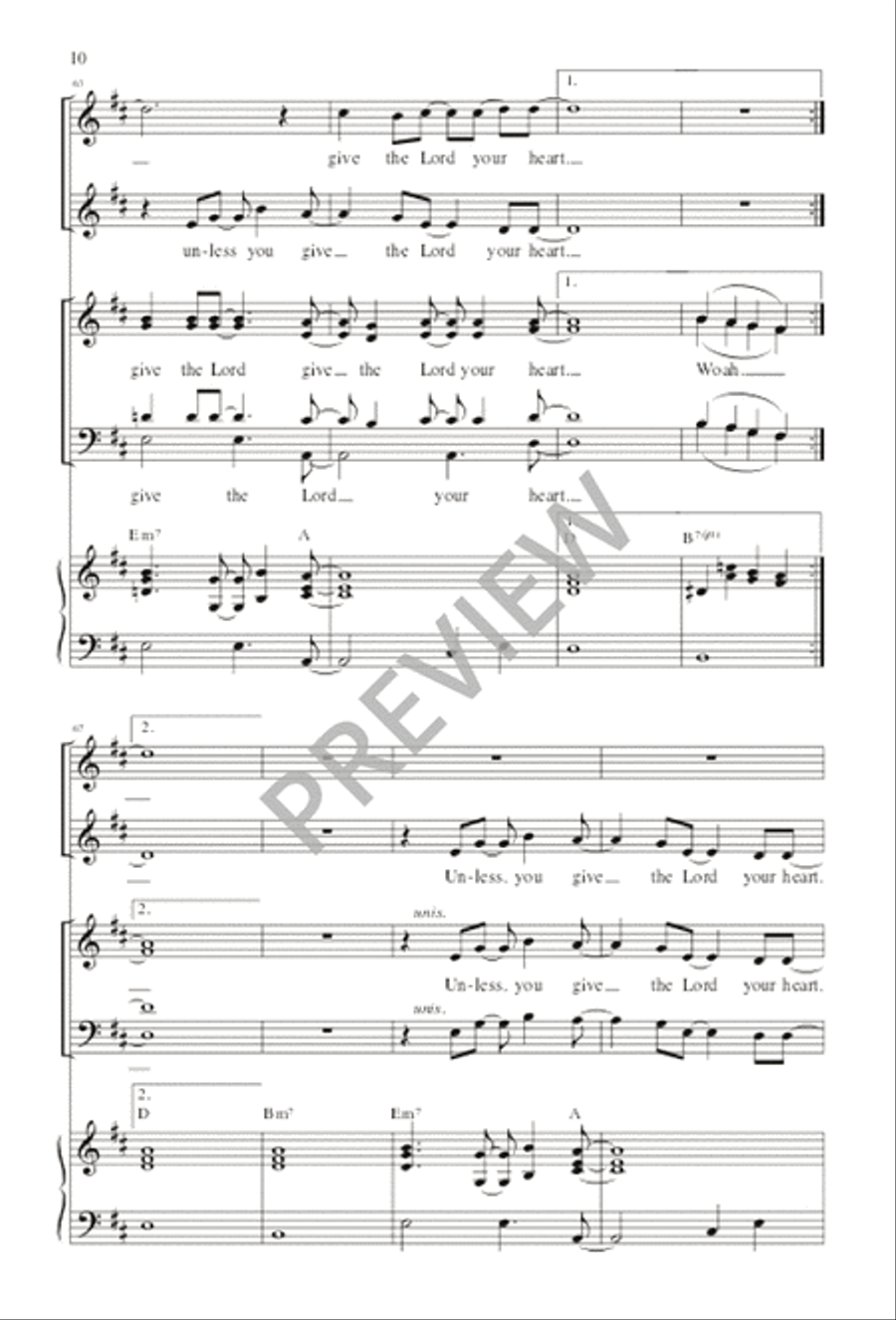 Give the Lord Your Heart / Le Das Tu Corazón 4-Part scores gallery preview page 10