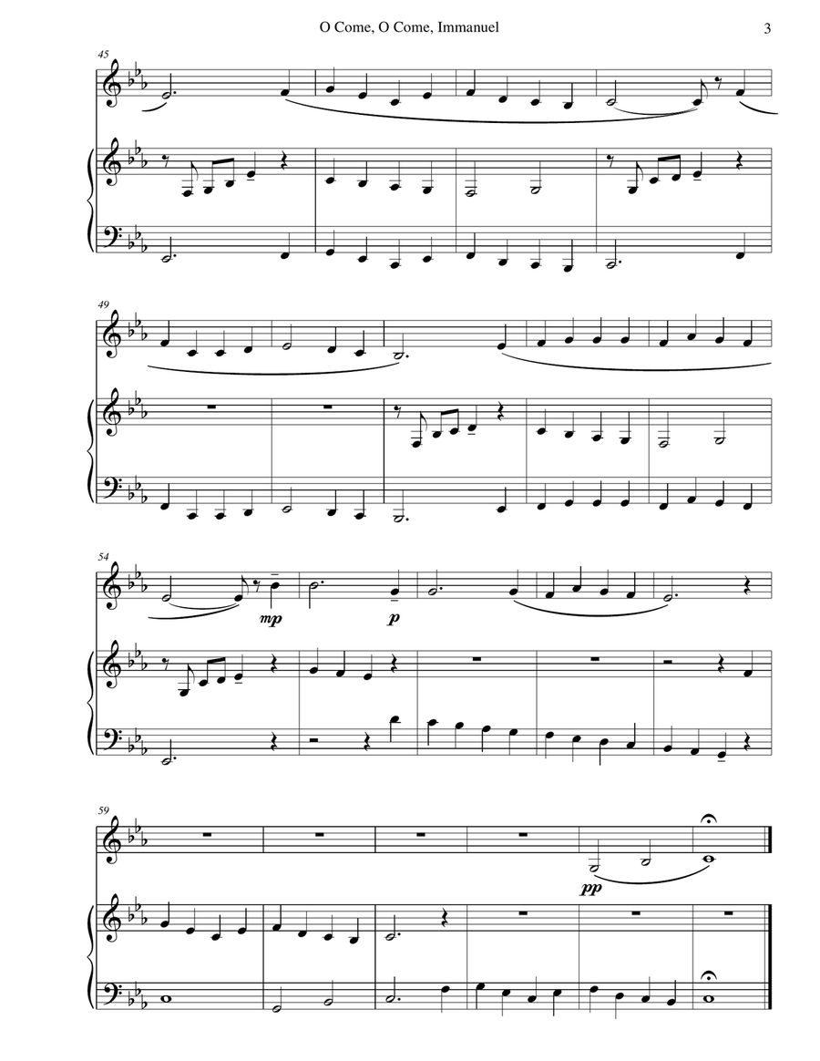 O Come, O Come, Immanuel (Emmanuel) - Trombone & Piano Piano scores gallery preview page 5