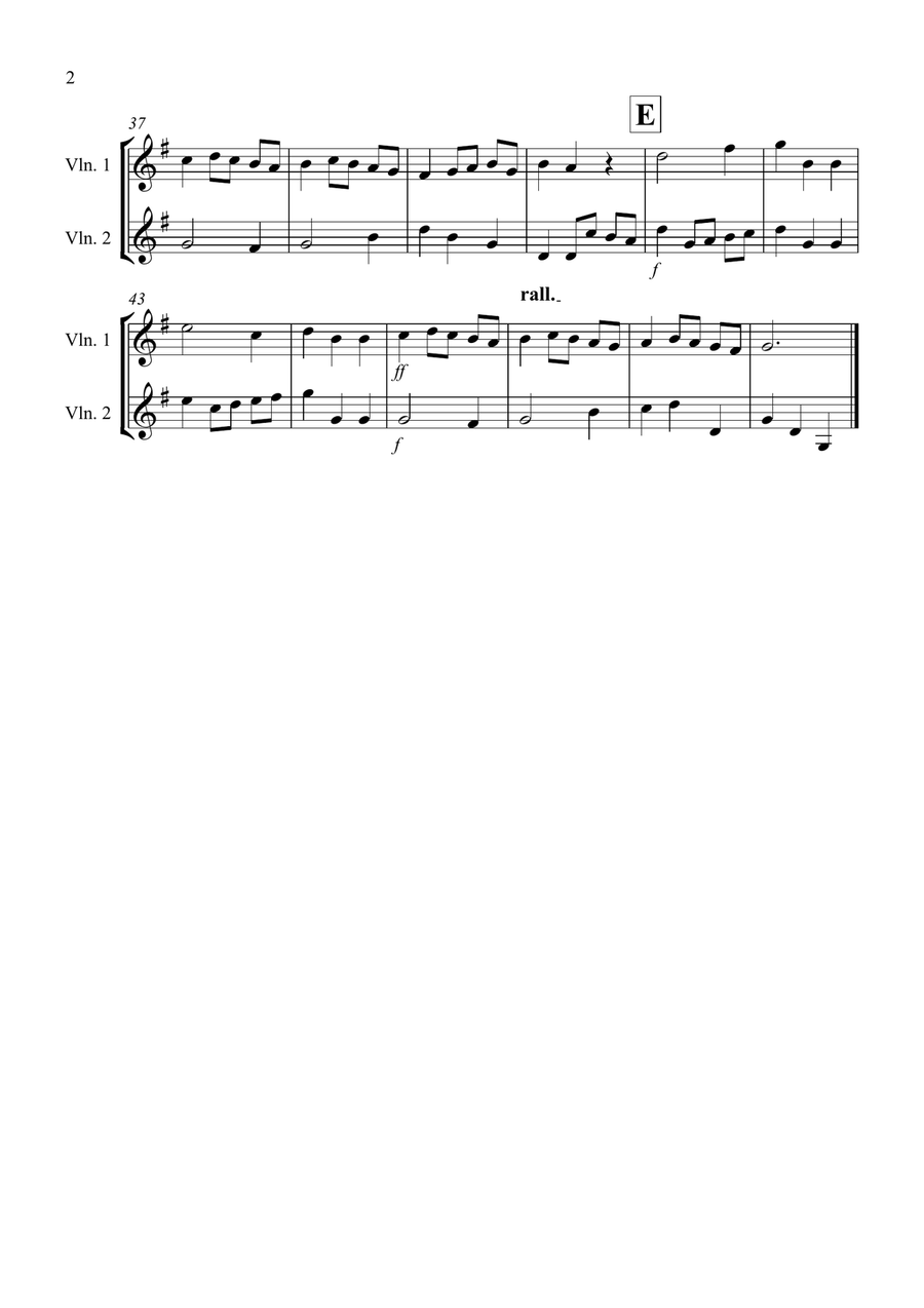 Minuet in G by Bach for Violin Duet String Duet scores gallery preview page 2