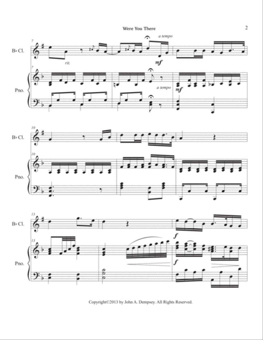 Were You There (Clarinet and Piano) Clarinet Solo scores gallery preview page 6