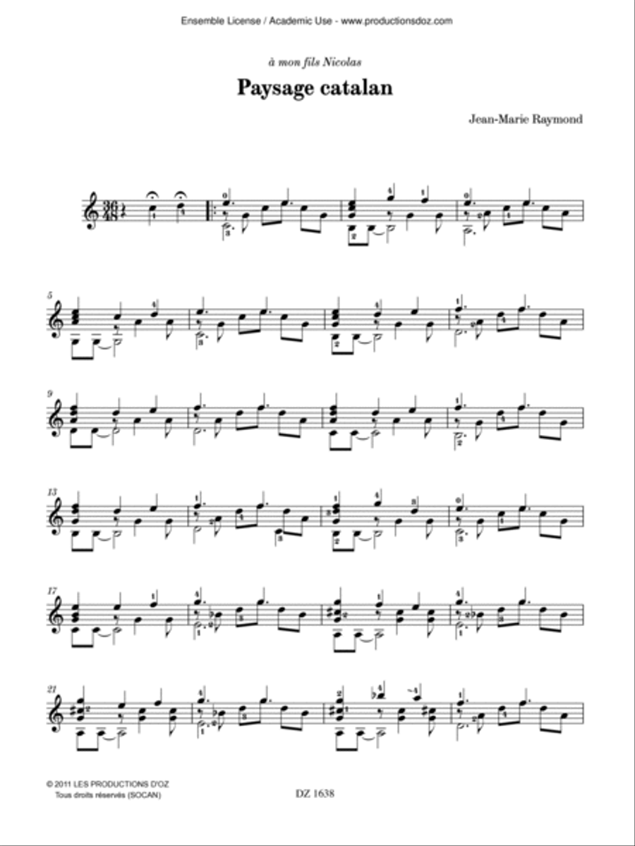 Paysage catalan Classical Guitar scores gallery preview page 2