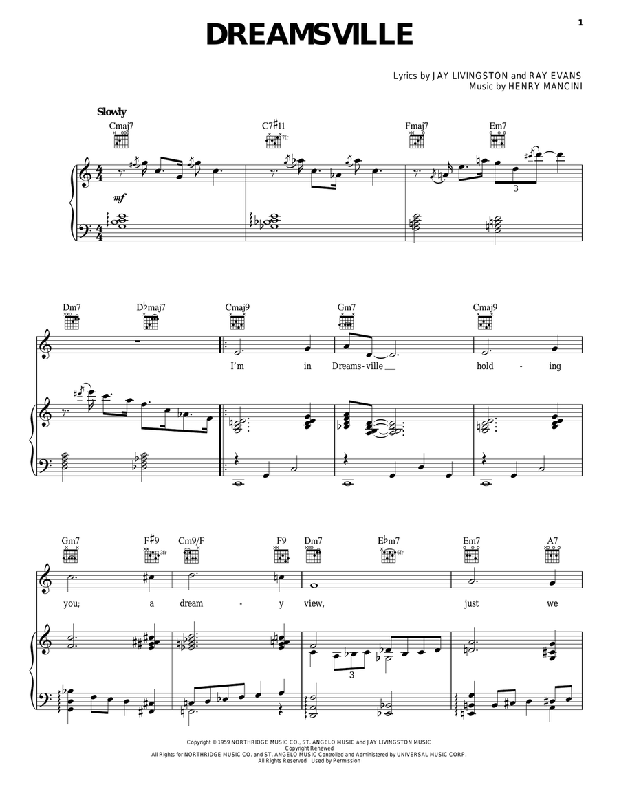 Dreamsville Piano, Vocal, Guitar scores gallery preview page 1