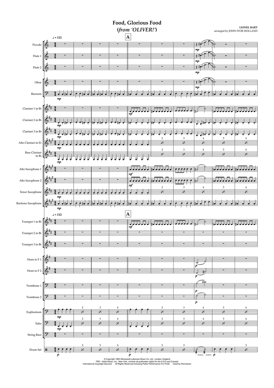 Food, Glorious Food Concert Band scores gallery preview page 1