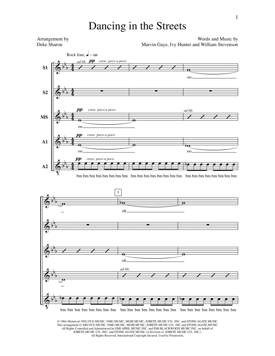 Dancing in the Streets SSAA scores gallery preview page 1