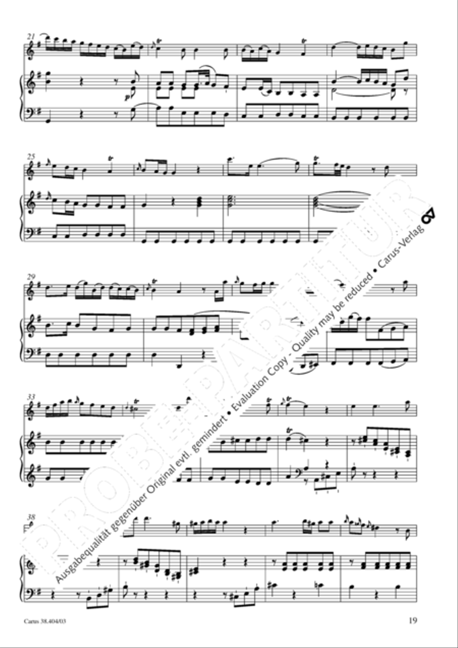 Concerto for Flute in D major (Concerto per il Flauto traverso in D / Flotenkonzert in D) Flute Solo scores gallery preview page 20