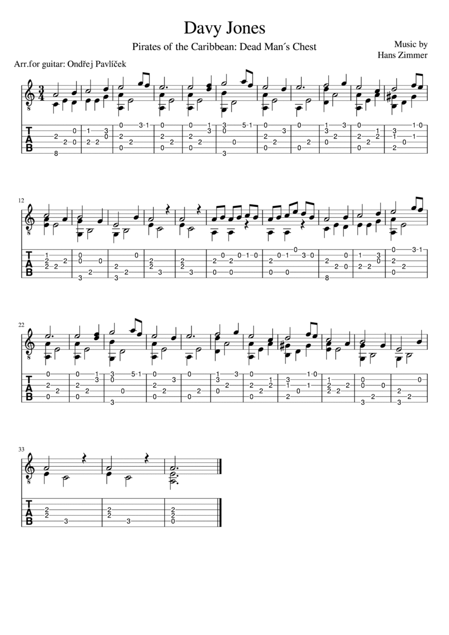 Davy Jones Guitar Solo scores gallery preview page 1