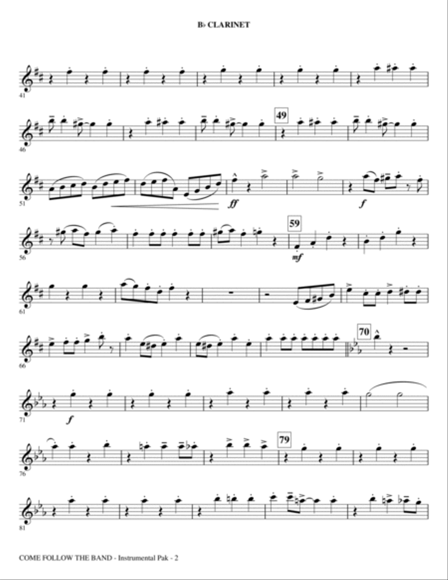 Come Follow The Band - Bb Clarinet Choir scores gallery preview page 2