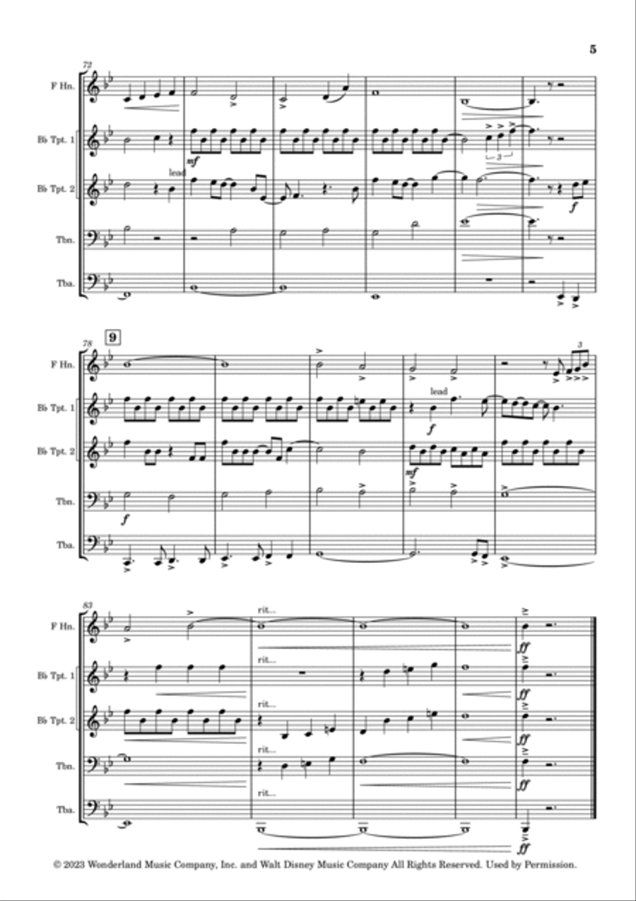 Wild Uncharted Waters Brass Quintet scores gallery preview page 5