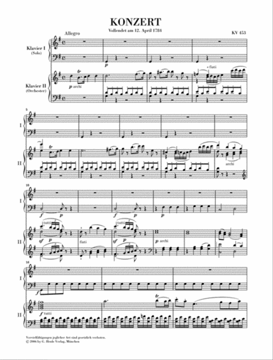 Concerto for Piano and Orchestra G Major K.453 Piano Solo scores gallery preview page 2