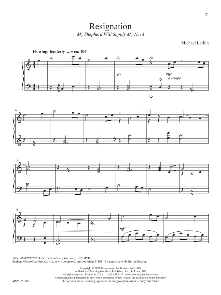 My Shepherd Will Supply My Need Piano Solo scores gallery preview page 1