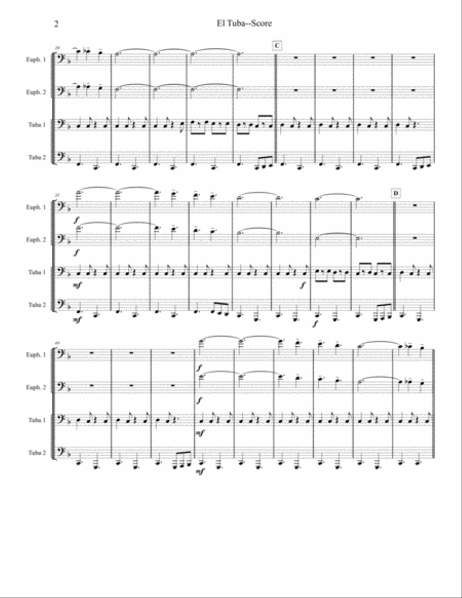 El Tuba - Tuba/Euphonium Quartet Brass Ensemble scores gallery preview page 2