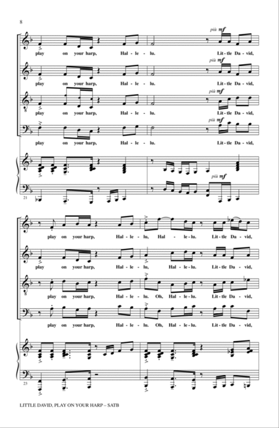 Little David, Play On Your Harp 4-Part scores gallery preview page 6