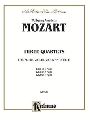 Book cover for Three Quartets, K. 285, 298, 370