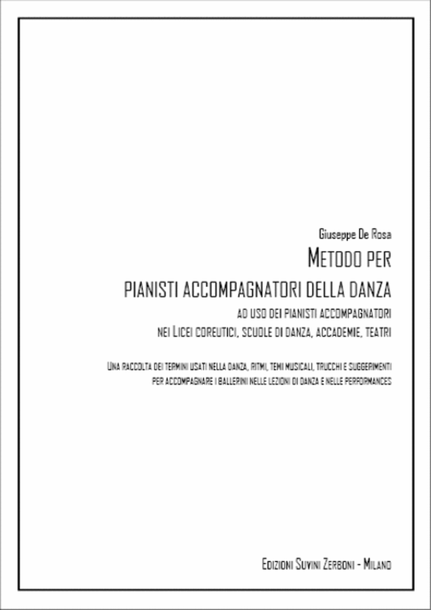 Manuale Per Pianisti Accompagnatori Della da nza