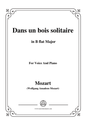 Book cover for Mozart-Dans un bois solitaire,in B flat Major,,for Voice and Piano