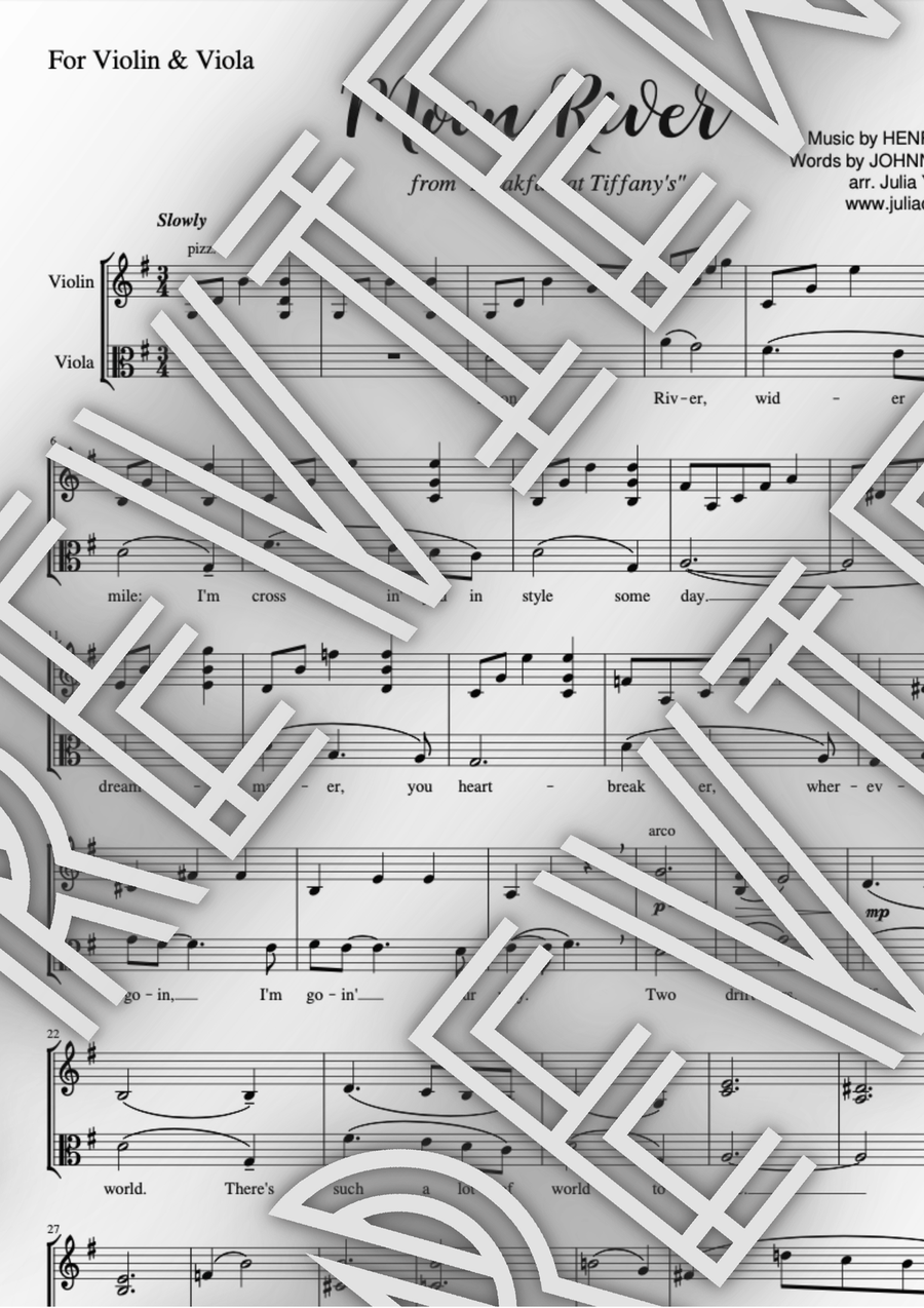 Moon River String Duet scores gallery preview page 1