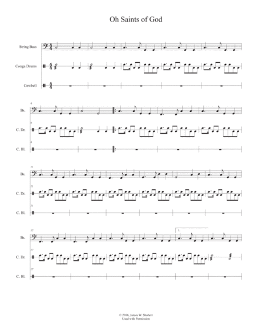 O Saints Of God - Bass&Percussion parts Double Bass scores gallery preview page 1