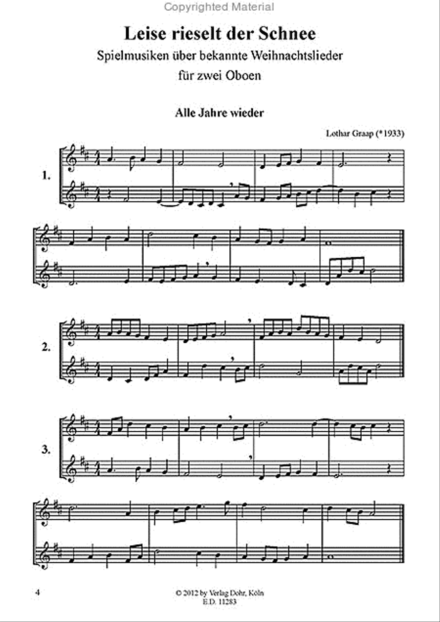Leise rieselt der Schnee -Spielmusiken über bekannte Weihnachtslieder für zwei Oboen- Oboe scores gallery preview page 2
