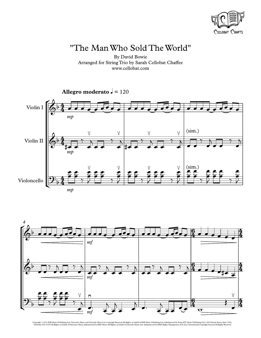 The Man Who Sold The World String Trio scores gallery preview page 1