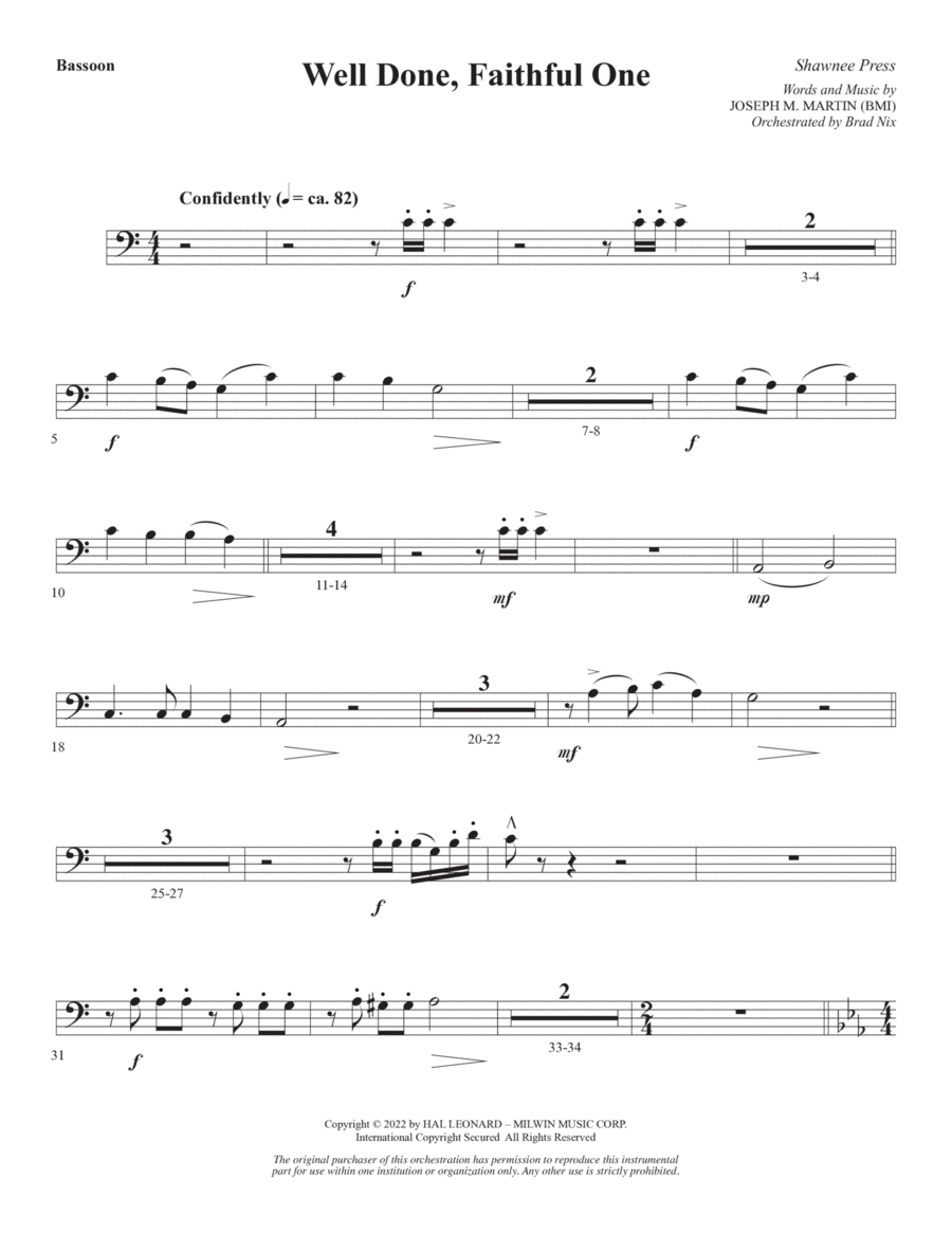 Well Done, Faithful One - Bassoon Choir scores gallery preview page 1
