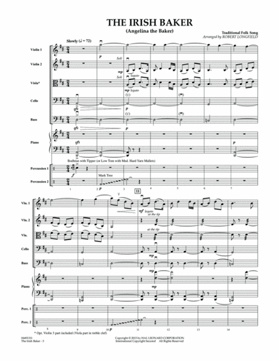 The Irish Baker (Angelina the Baker) - Conductor Score (Full Score)