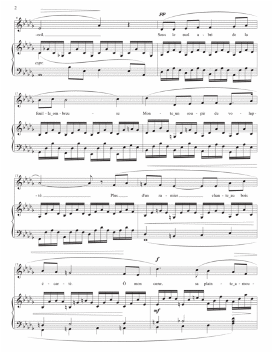 FAURÉ: Nell, Op. 18 no. 1 (transposed to D-flat major) Piano, Vocal scores gallery preview page 3