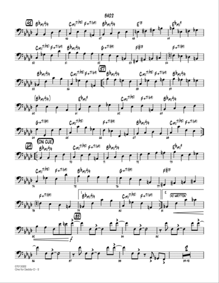 One for Daddy-O - Bass Part scores gallery preview page 2