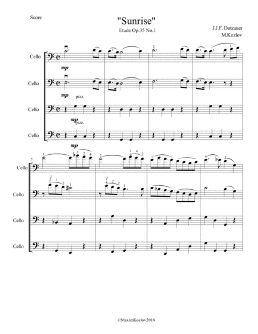Dotzauer cello quartet from 24 etudes Op.35 No.1 String Quartet scores gallery preview page 3