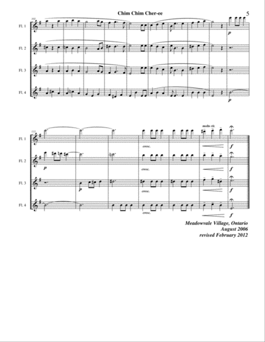 Chim Chim Cher-ee from Walt Disney's MARY POPPINS Woodwind Quartet scores gallery preview page 5