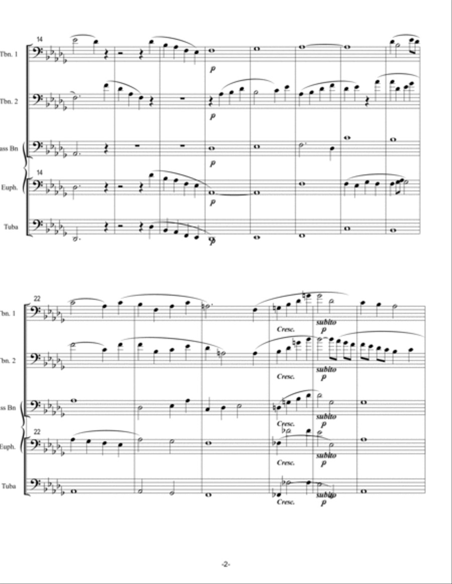 Low Brass Adagio-Saint Saëns -Score Brass Ensemble scores gallery preview page 2